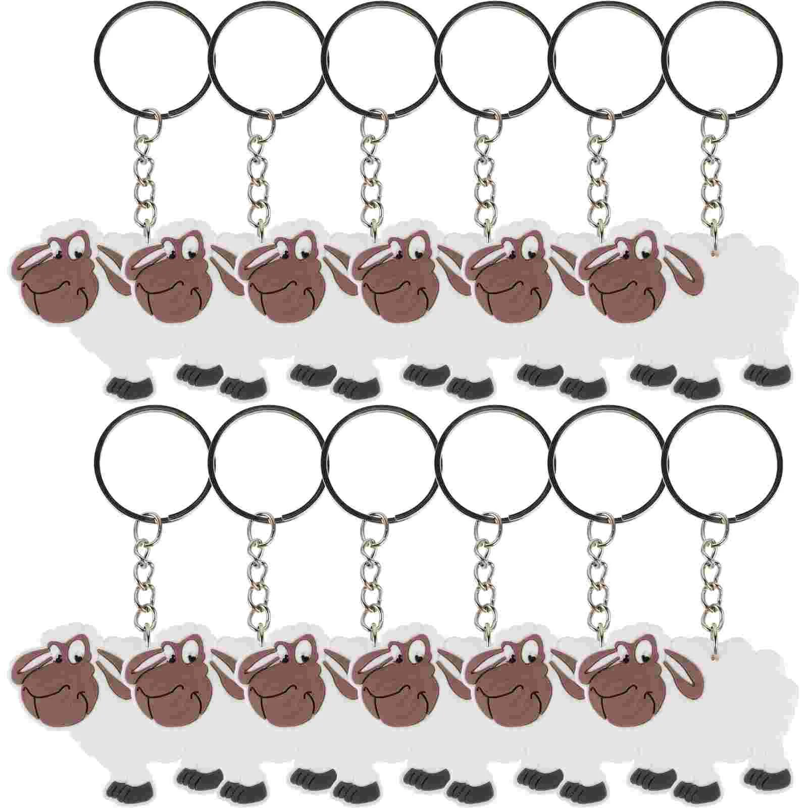 

12 Pcs Sheep Keychain Keyring Hanging Charm Pendant Shape Pendants Pvc Animal Child