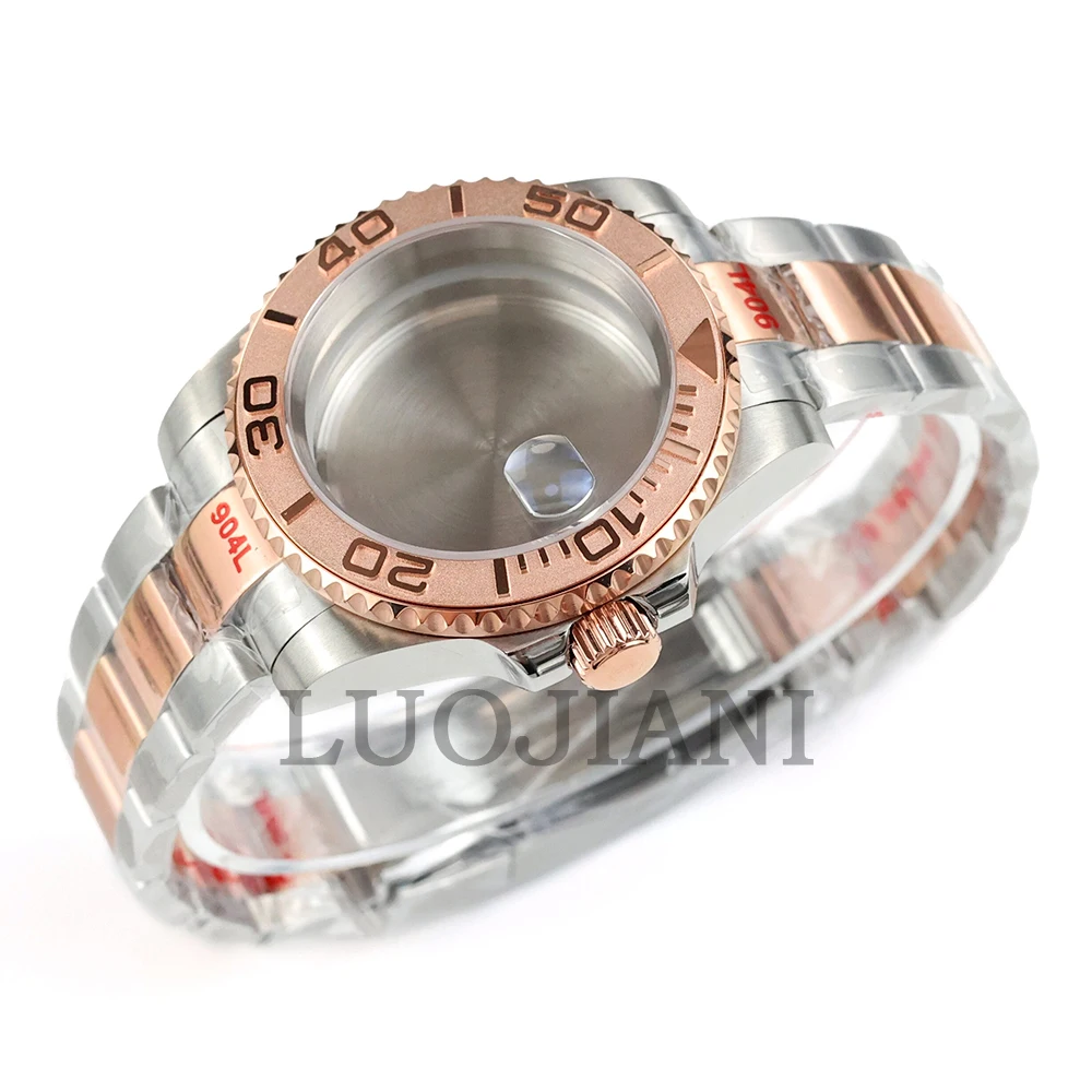 Rose Gold NH35 Case Fit Yacht-Master SUB GMT Sapphire glass 316L Steel Watch Case Jubilee/Oyster Strap Fit NH35 NH36 Movement
