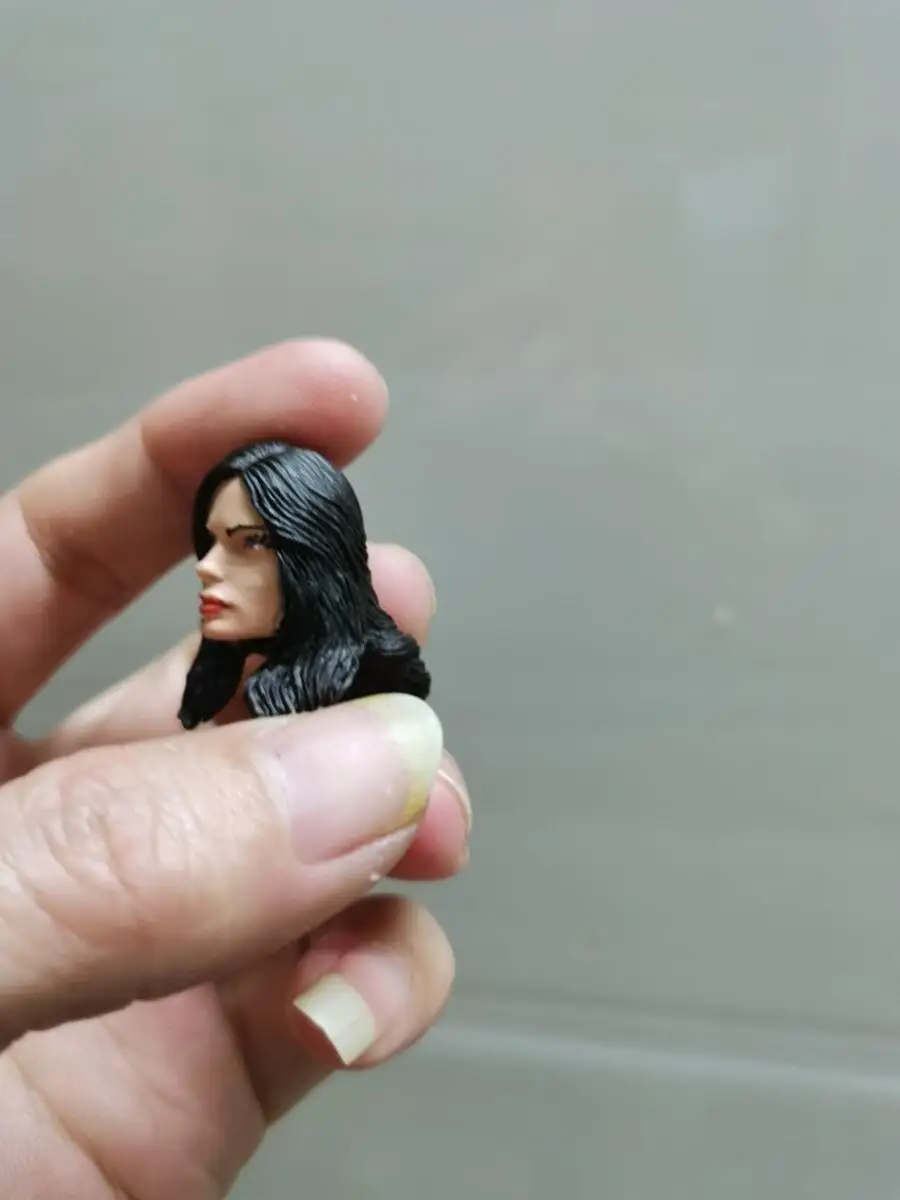 1/12 Scale Head Carving Krysten Ritter Female Soldier Black PVC Curly Hair Suitable 6Inch Sction Figure Body Doll DIY