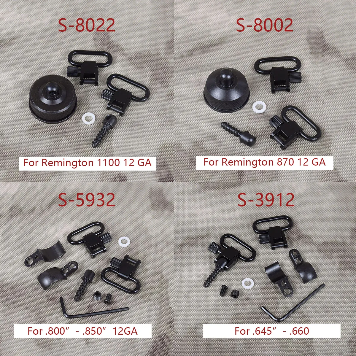 20GA 12GA Tactical QD Sling Swivels Mount Adapters Attachment Clips Hunting Metal Quick Detachable for Remington 870 view 2