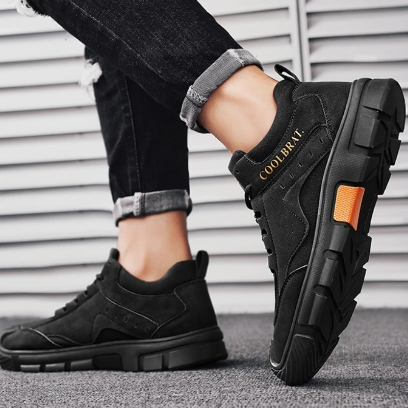 

Мужские повседневные спортивные туфли на низком каблуке с круглым носком на шнуровке, новая модель для осени и зимы, всесезонные, плоская подошва