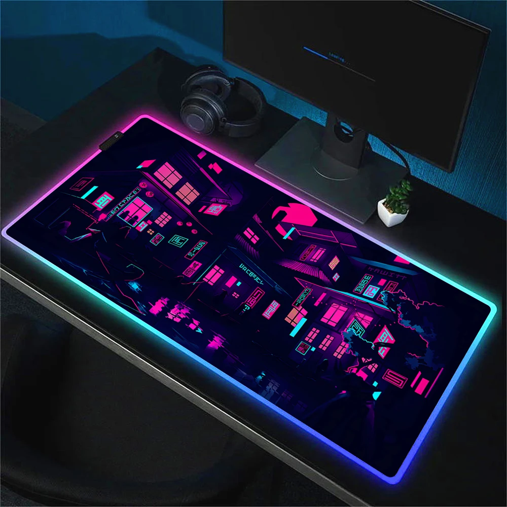 Imagem -04 - Rgb Led Mouse Pad com Led Retroiluminado Antiderrapante Gaming Mouse Mat Rubber Art Mousepad Grande Lâmpada de Neon Computer Desk Mat Teclado xl