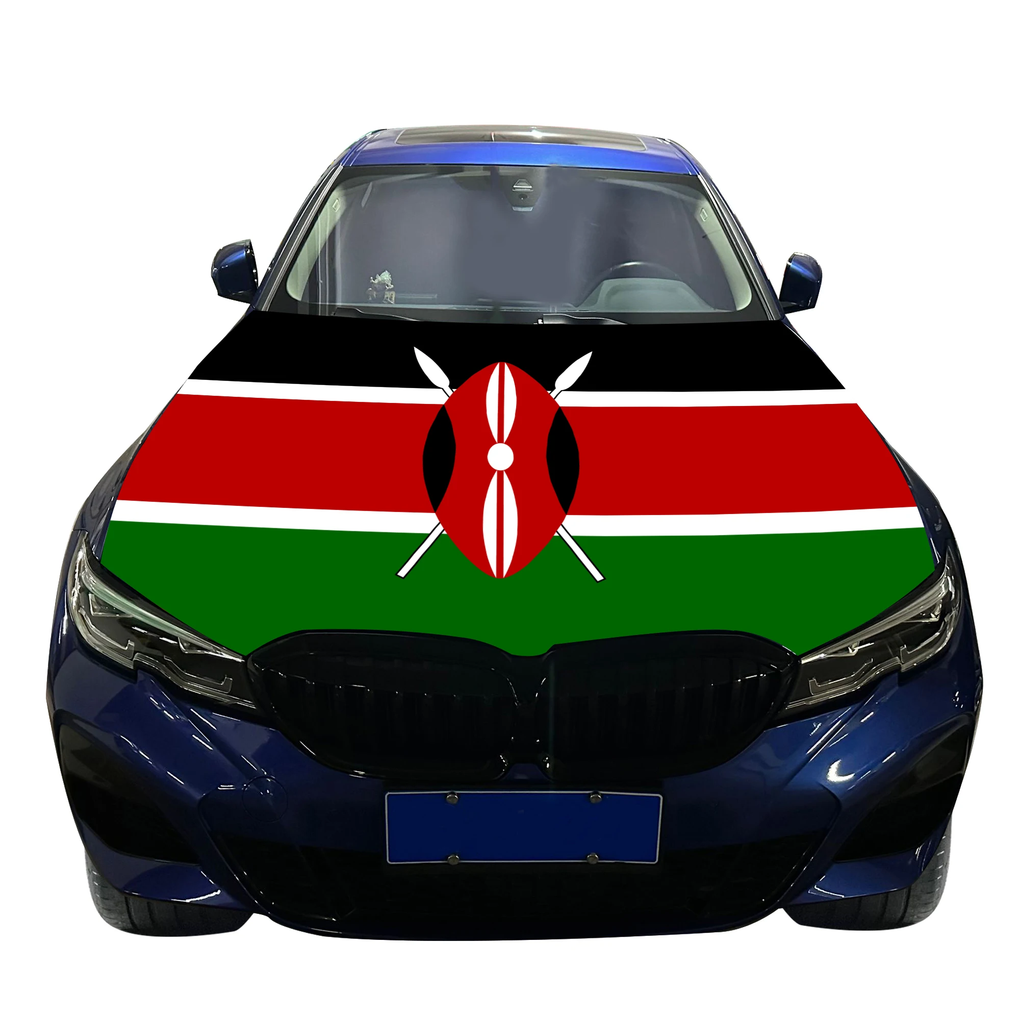 Kenya Car Hood Cover Flag  Universal Size Elastic Polyester 120x150cm for Car Decor