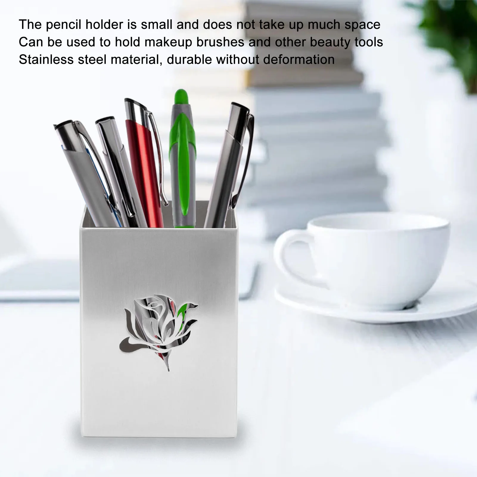 

Pen Organizer Pen Pot Pen Holder Pencil Cup Holder Multiple Uses Stainless Steel Desktop Stationery Organizer for Cosmetic Brush