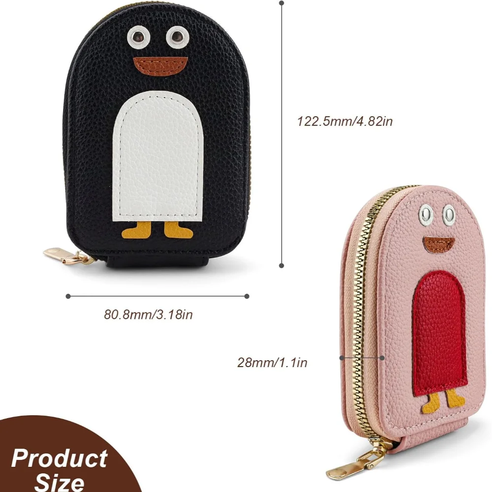 Penguin Women's Leather Wallet Credit Card Holder Coin Pocket 11 Slots For Men Women Blocking Money Pouch Card Packing Bag