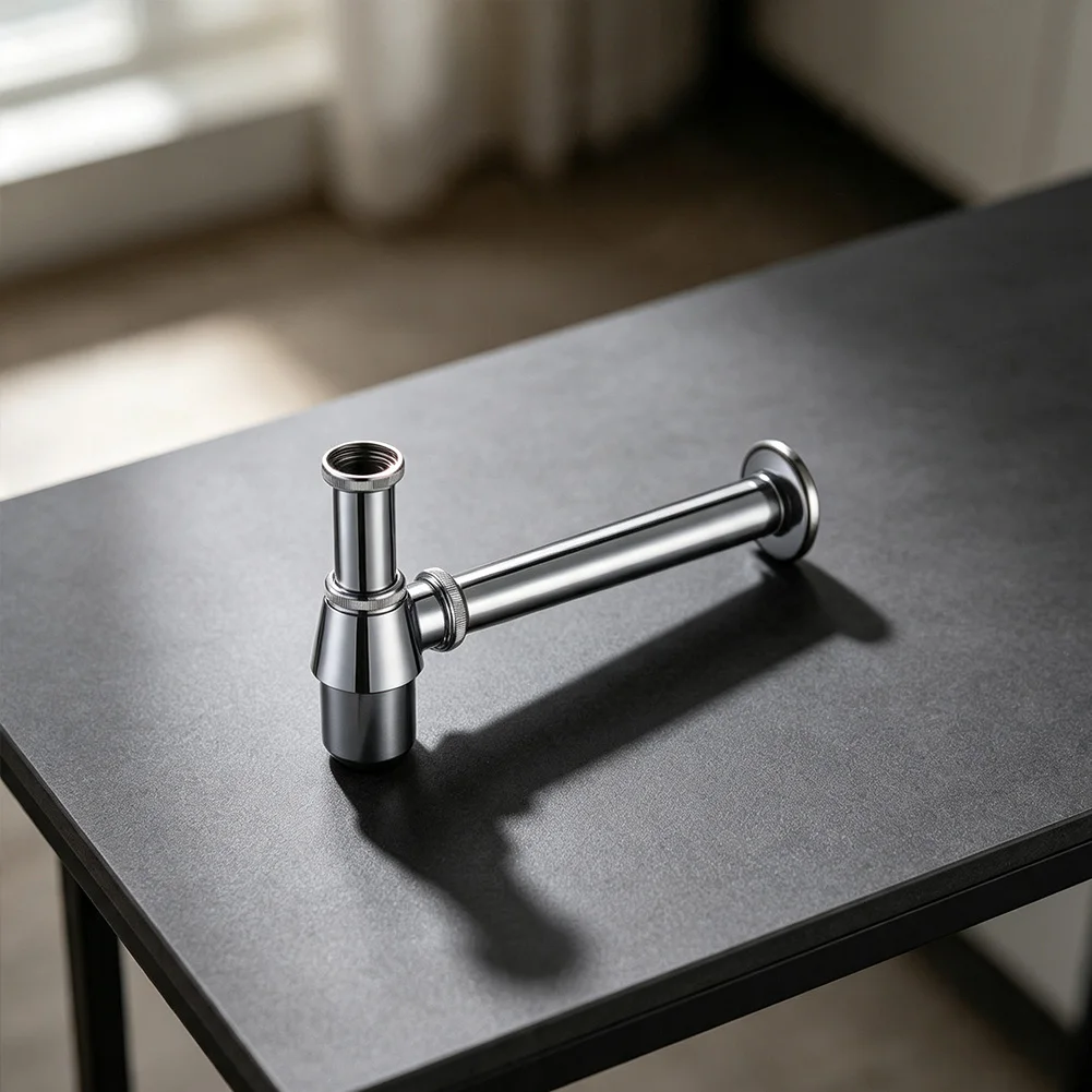 Wall Mounted Bottle Trap Sink Drain Pipe For Bathroom Basin, Odor=Proof Plumbing Fitting With Triple Seal Rings,Easy DIY Install