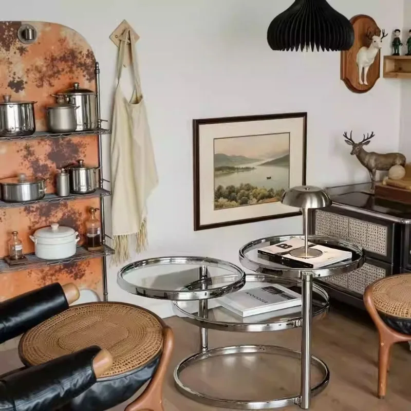 طاولة القهوة لغرفة المعيشة المنزلية الرجعية الفولاذ المقاوم للصدأ