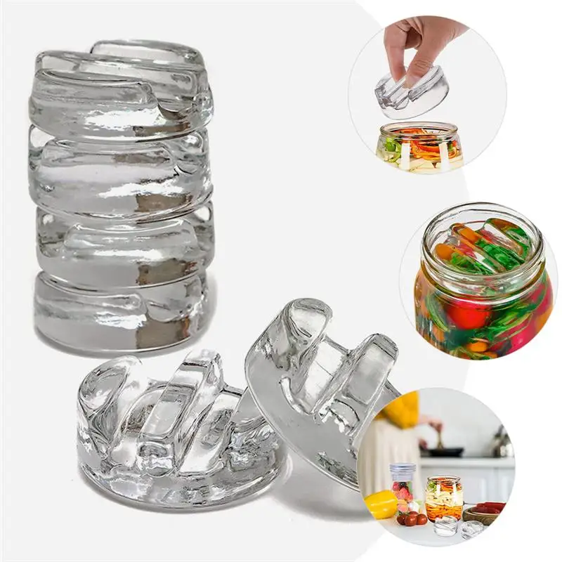 Fermentation Glass Weight with Easy Grip Handle Heavy Glass Fermenting Lid for Mason Jar Pickle Pickling Kimchi