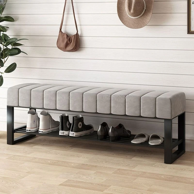 Nordic Shoe Changing Stools Modern Home Furniture Door Bench Living Room Sofa Ottomans Simple Bed End Stool Flannel Shoe Cabinet