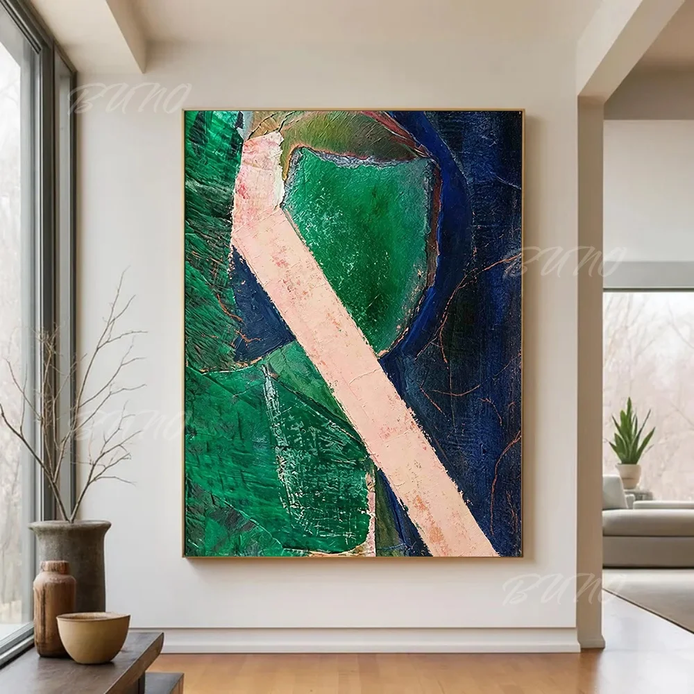 peinture-a-l'huile-abstraite-100-faite-a-la-main-originale-verte-epaisse-impasto-art-mural-moderne-et-minimaliste-pour-decoration-de-salon-et-de-chambre-a-coucher