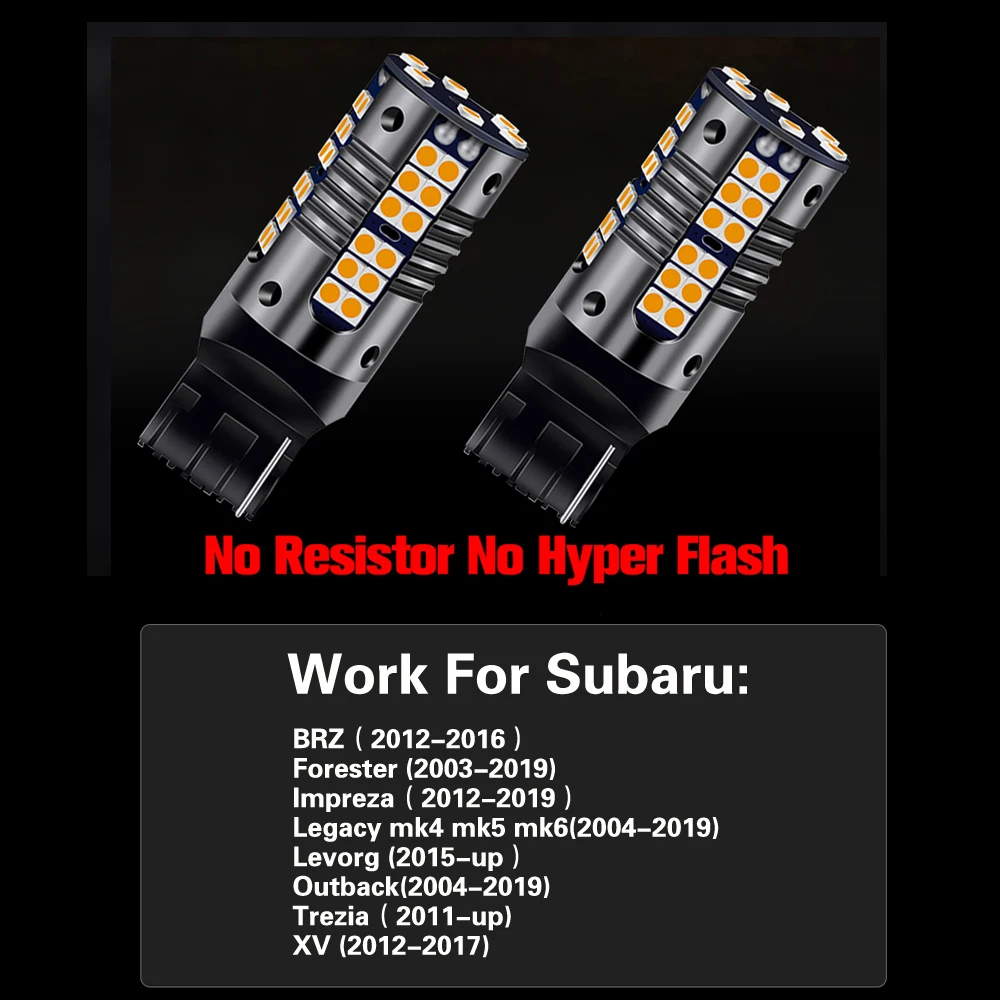 2pcs LED Turn Signal Light Blub Lamp WY21W T20 7440A Canbus For Subaru BRZ Forester Impreza Legacy Levorg Outback Trezia XV