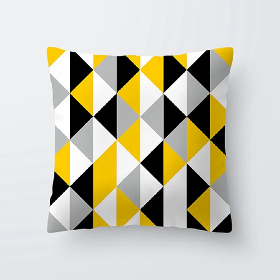 Nordic Yellow Black Abstract Geometric Line Printing Pattern Cushion Cover Home Living Room Sofa Decorative Pillow