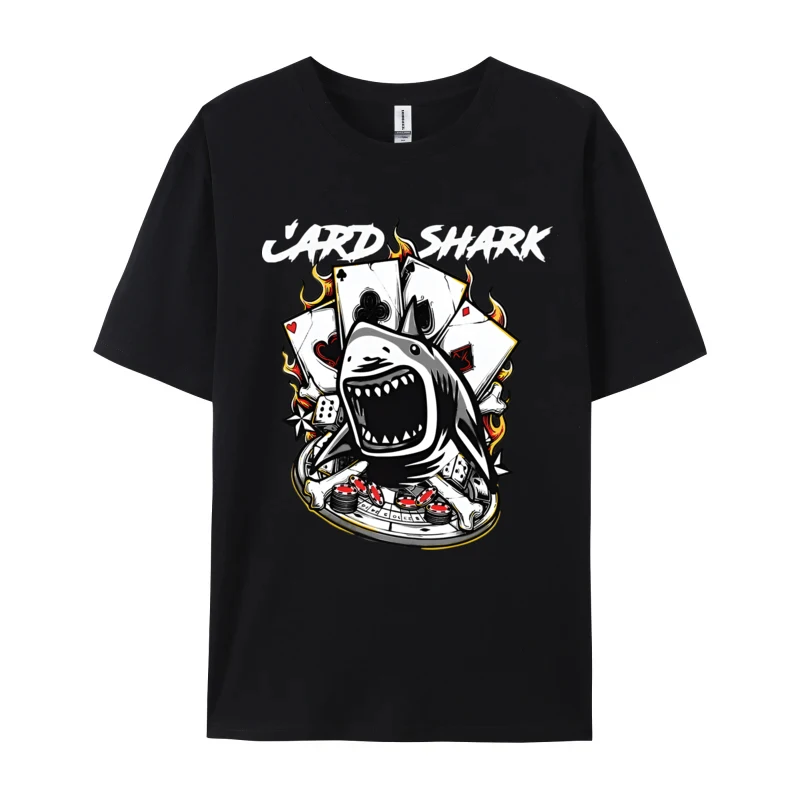 Card Shark Poker T-shirts Men Printed Regular Summer Beach T-shirt New Design Tee Tops Fast Ship