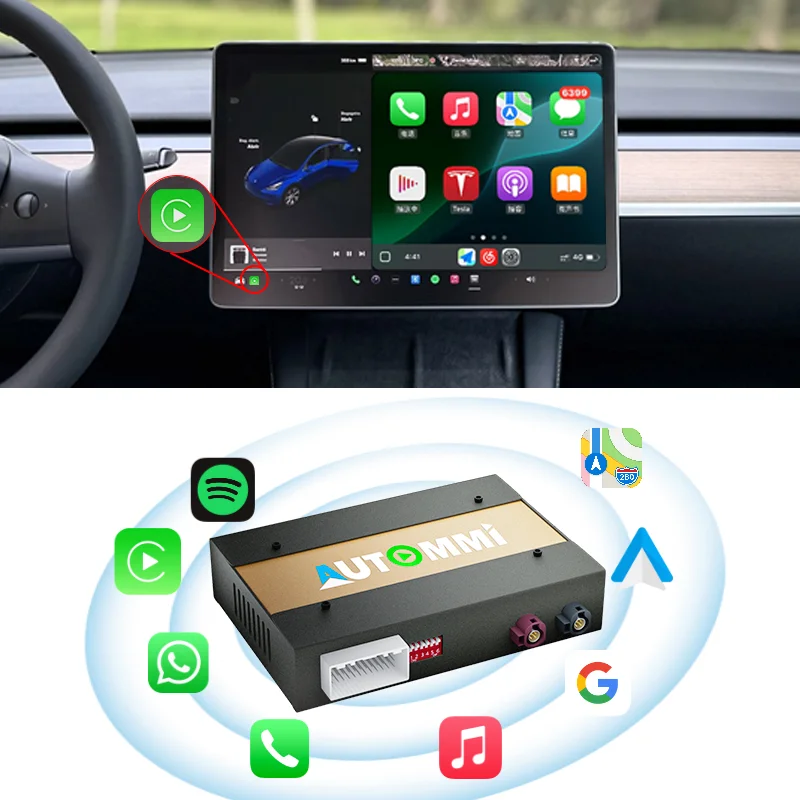 Wireless CarPlay &Auto Box for Tesla Model 3/Y - Plug & Play Module for Screen Integration