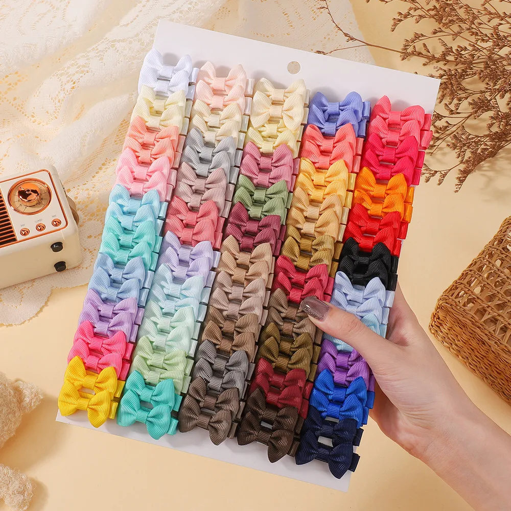 40/60 Stück Haarspangen mit Schleifenband, bunte dekorative Haarspangen für Kleinkinder, Mädchen, zufällige Farbe – Detail 2