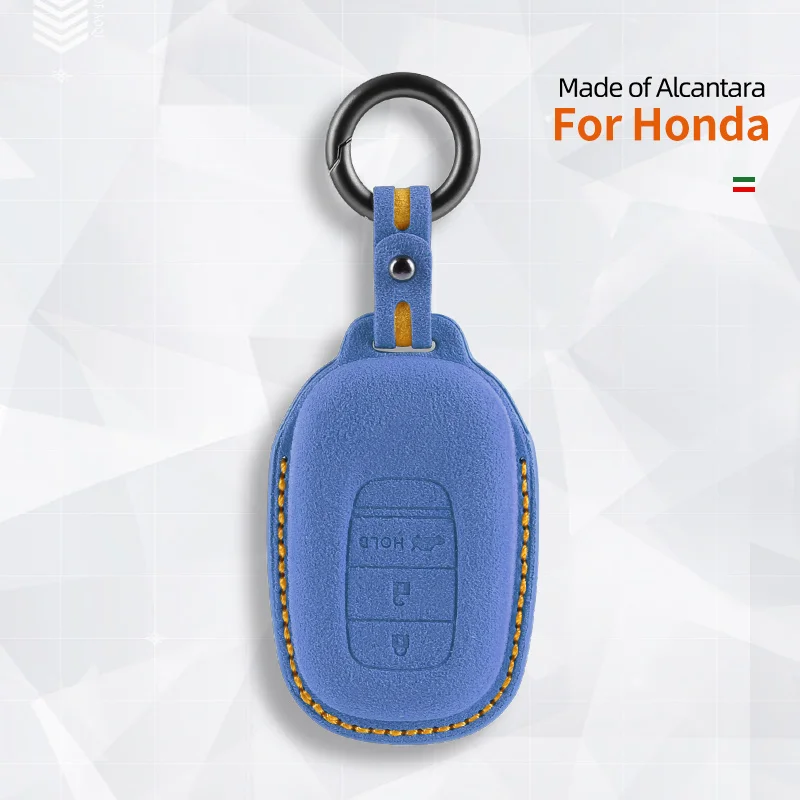 Car Key Case Cover Shell For Honda Civic Accord HRV CRV 2022 2023 2024 3 4 Button Suede Remote Protector Interior Accessories