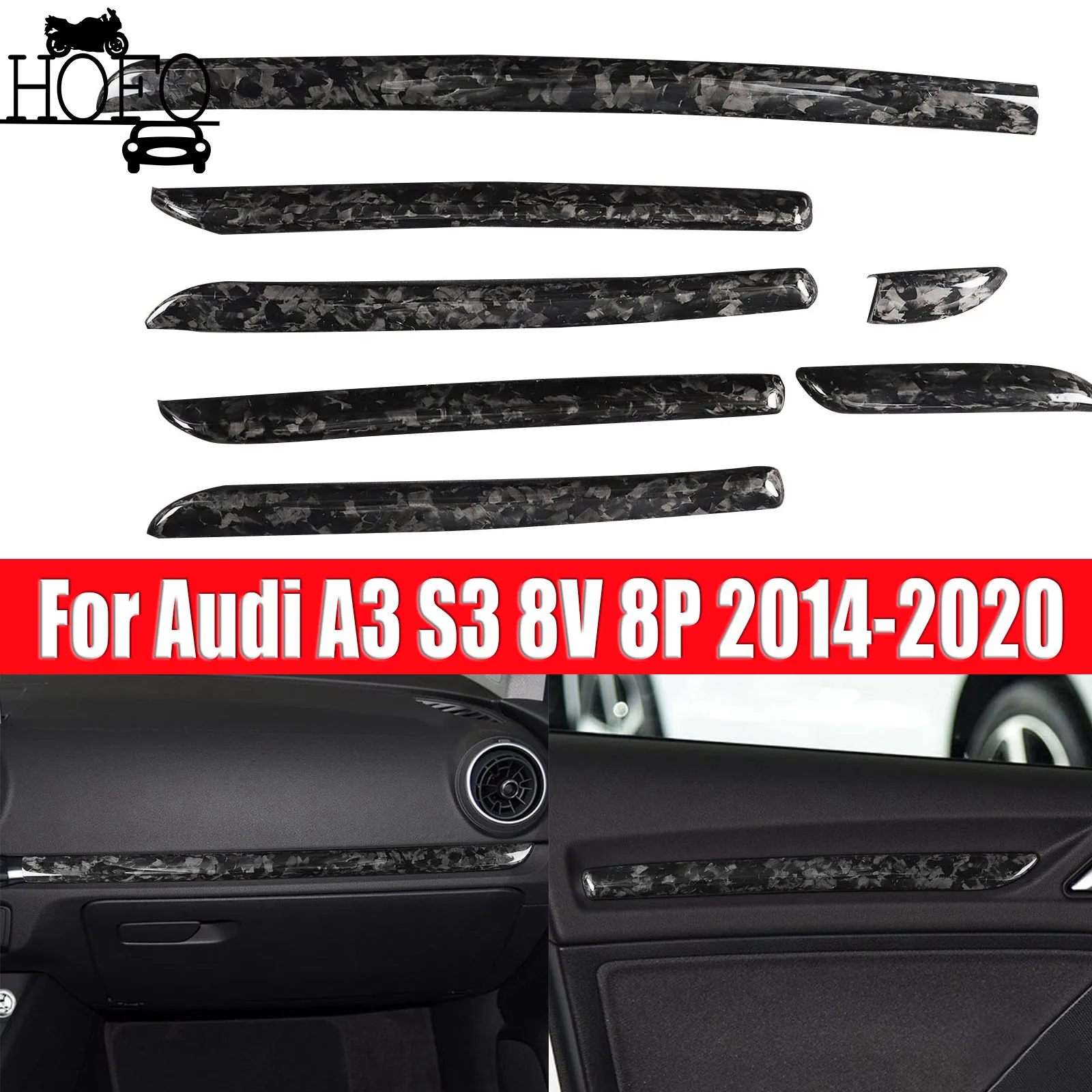 

For Audi A3 S3 8V 14-2020 Carbon Fiber forging Inner Door Co-pilot Decorate Trim