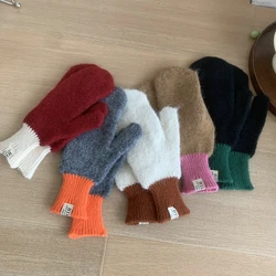 Le donne invernali tengono al caldo i guanti di peluche elasticità guanti morbidi a dita intere guanti di moda per ragazze lavorati a maglia per le donne