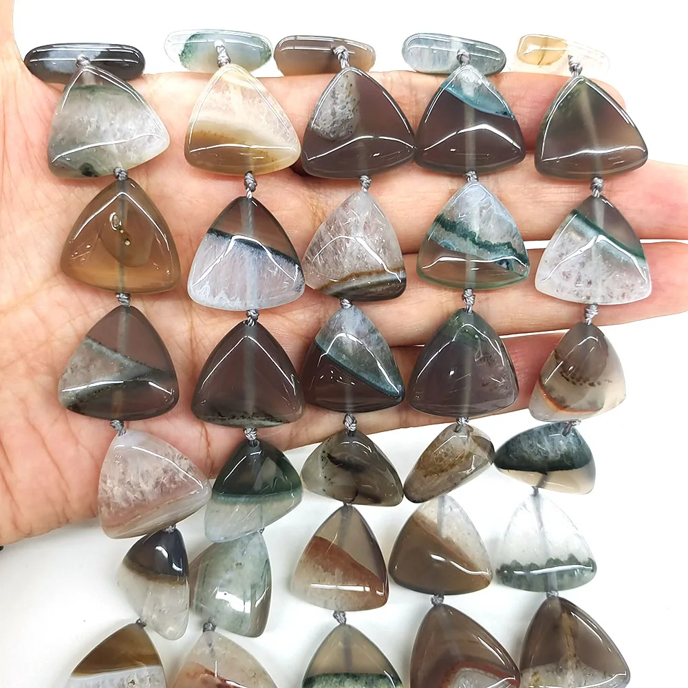 Wholesale 20MM Triangle Shape Crystal Bead Natural Stone Colorful Uruguayan Agates Slice Gems Space Beads For DIY Jewelry Making