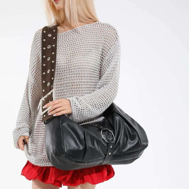 

Black Women ’sUnderarm Bag Solid Color PU Leather Bag Adjustable Wide Strap Handbag And Purse Female Crossbody Tote Bag
