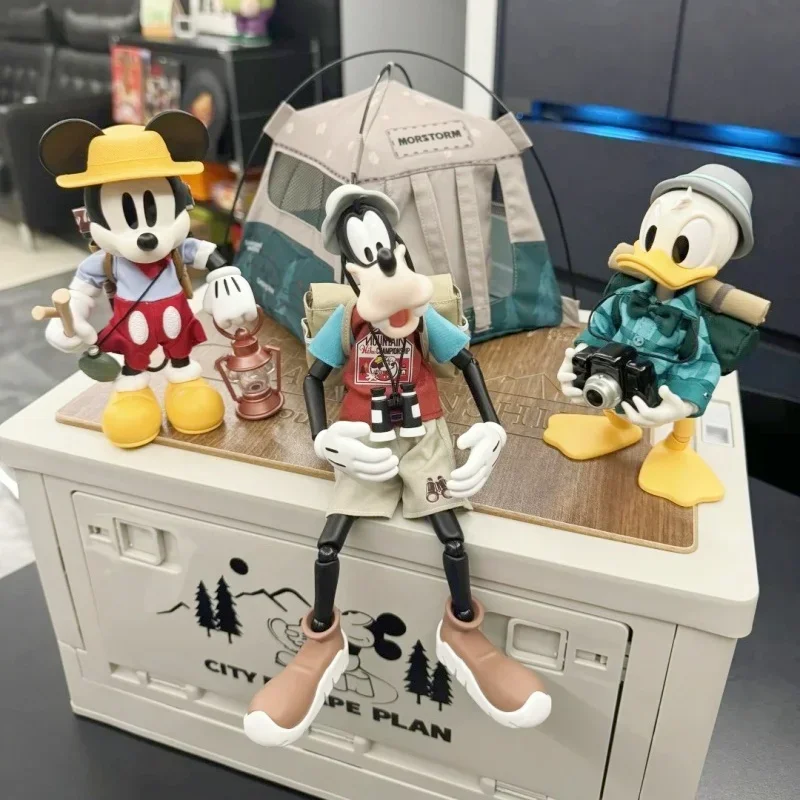 

Disney City Escape Plan Camping Donald Duck Goofy Mickey Model Doll Figure Pvc Statue Movable Joint Toy Collection Gifts