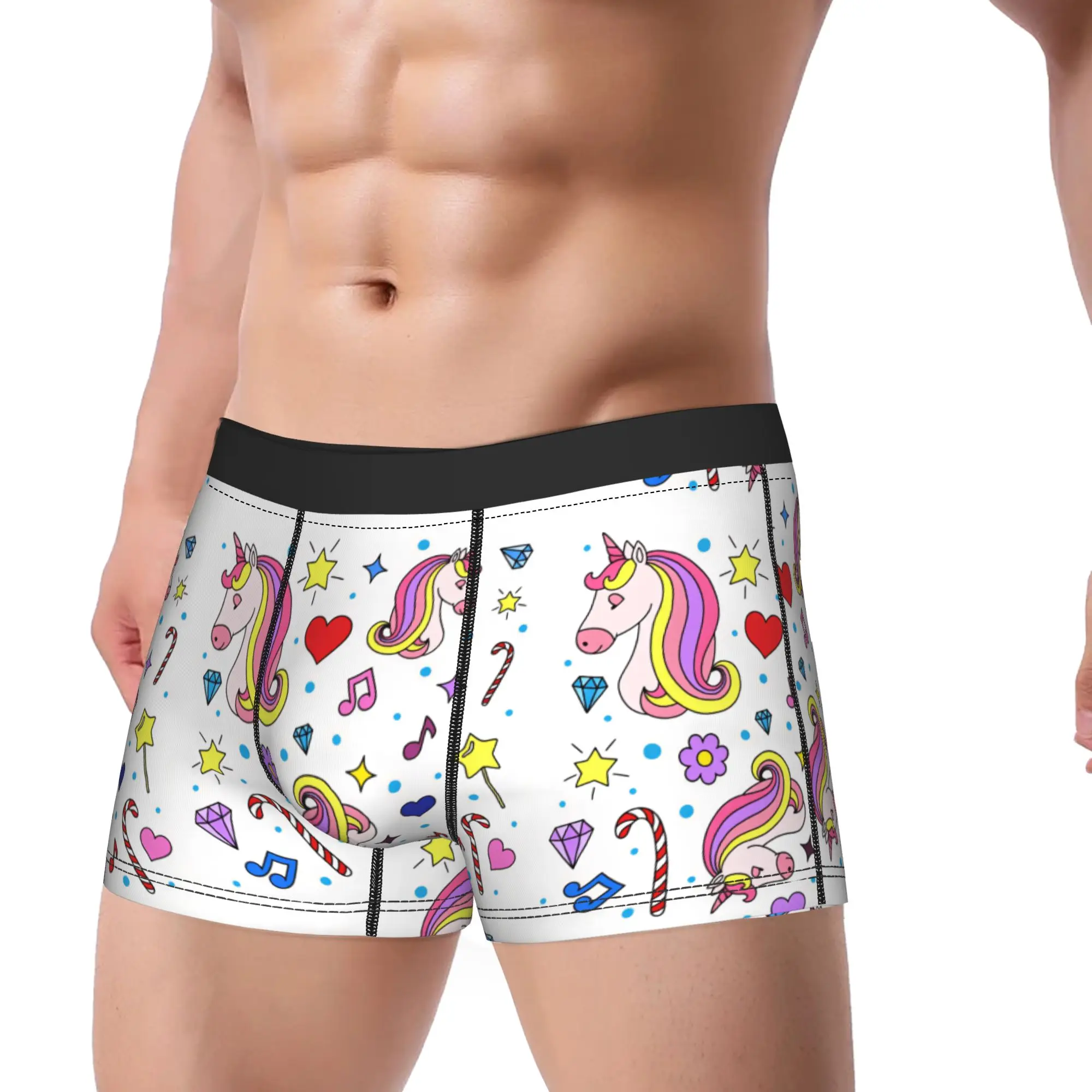 Cute and magical unicorn cartoon doodle style Underwear  Men Shorts Briefs Breathable Boxershorts Hot Sale Oversize Panties