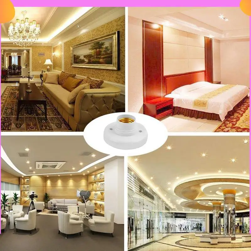 

A23P E27 Screw Cap Socket White Ceiling Light Lamp Bulb Fixing Base Stand Light Bulb Holder Spiral LED Bulb Base Lighting Easy T