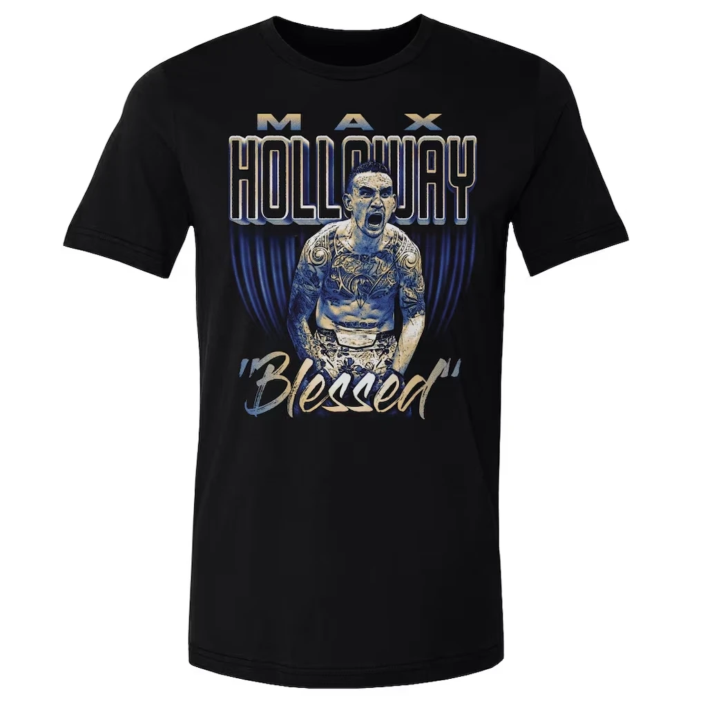 Max Holloway Blessed Champion Graphic Merch 2026 New Fight Tshirt Cotton Men's Women's Y2k Popular Oversized Casual T-shirt