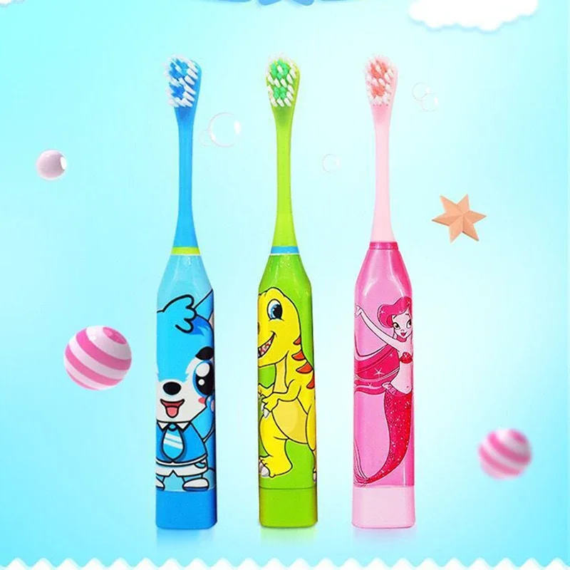 1 Set spazzolino elettrico per bambini Cartoon 4 colori spazzolino da denti impermeabile per bambini spazzolino elettrico per la pulizia dei denti strumento per l'igiene orale