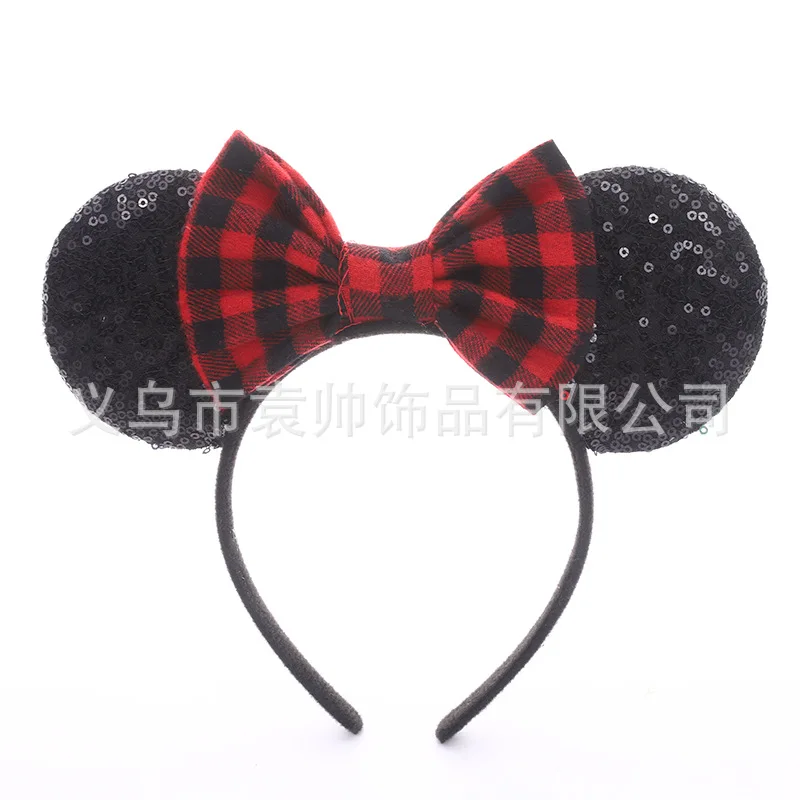 عيد الميلاد ميكي ماوس عقال Kawaii الكلاسيكية منقوشة الشعر التبعي ندفة الثلج القوس هيربيسي الوالدين والطفل اللعب الكرتون هدية