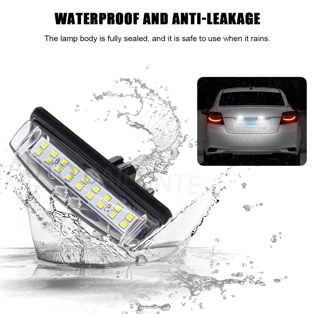 2PCS LED Number License Plate Light Lamp For Toyota Camry Aurion ACV40 Avensis Verso ACM20 CLM20 Echo NCP10 Prius NHW11