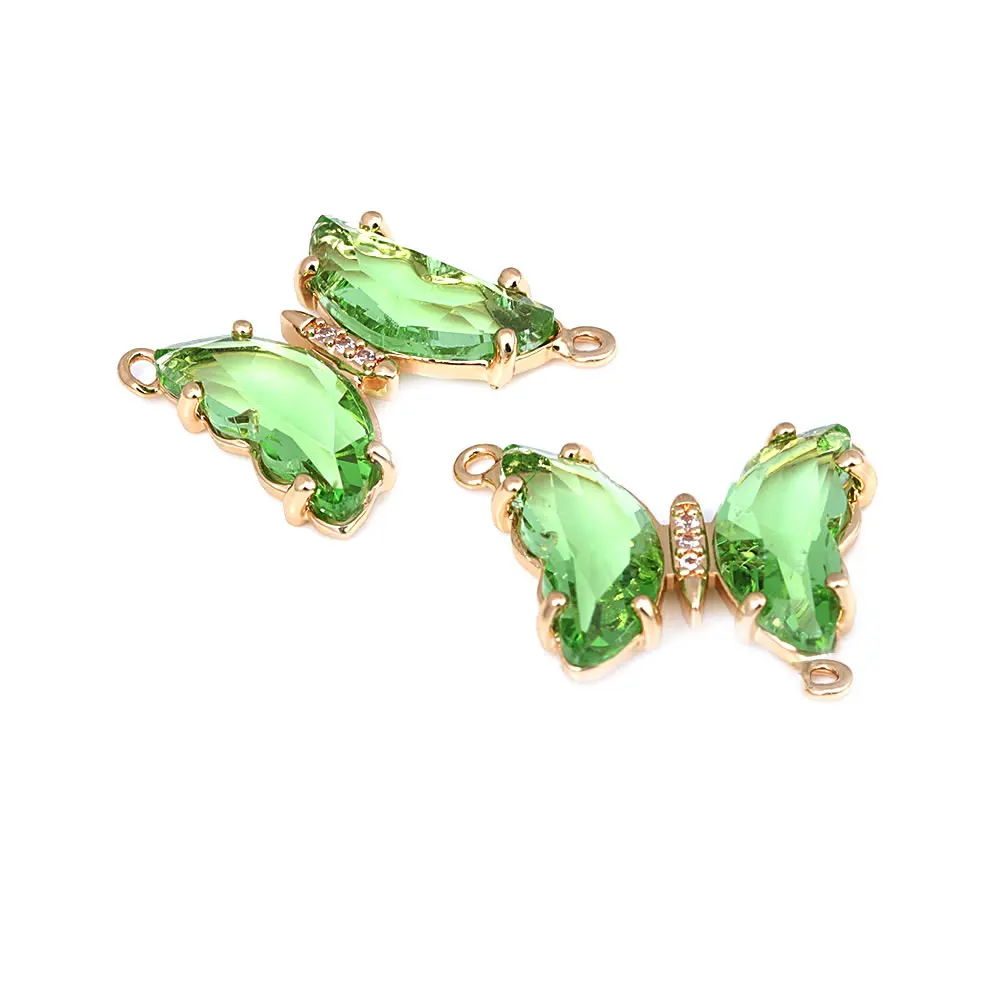 6PCS 18K Gold Color 2 Holes Butterfly Charms Pendants High Quality Jewelry Making Necklace Earrings Diy Accessories Materials