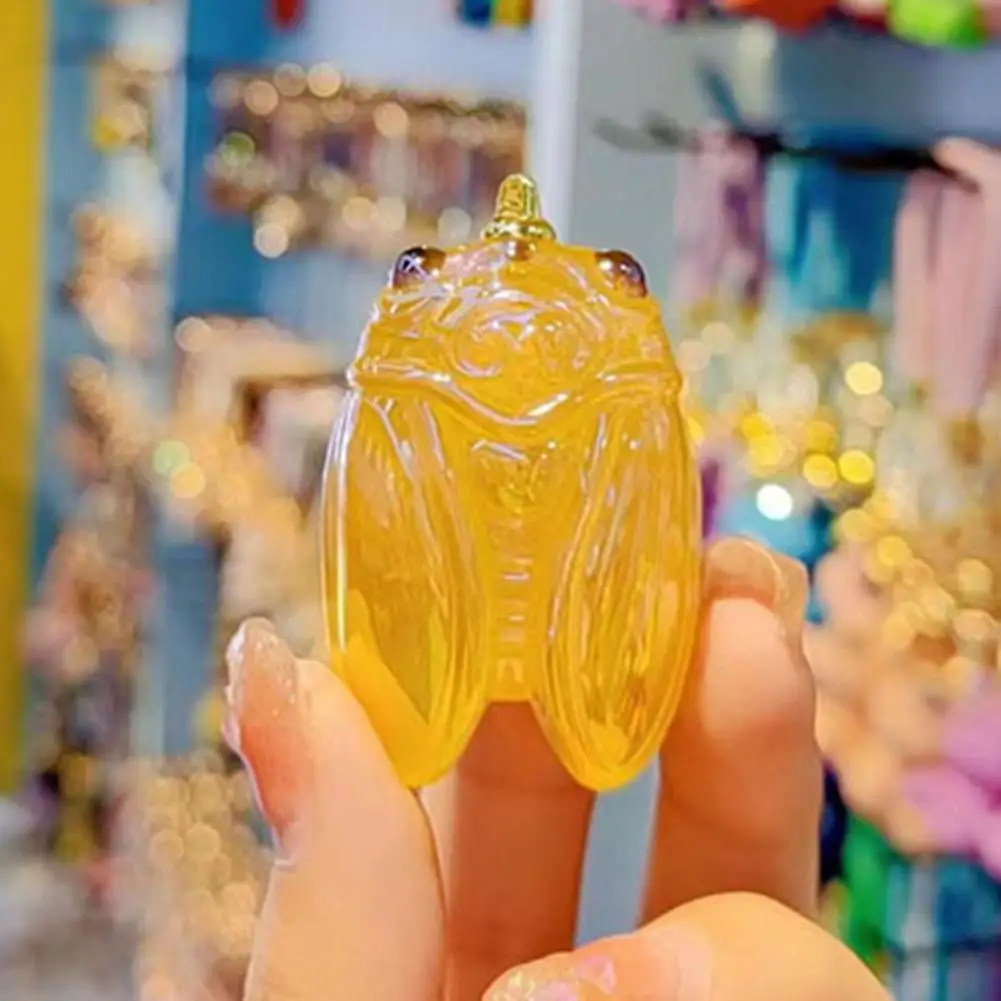 Backpack Charm Macaron Color Keychain Macaron Color Beads Keychain with Glitter Cicada Pendant Strong Load-bearing Mobile Phone