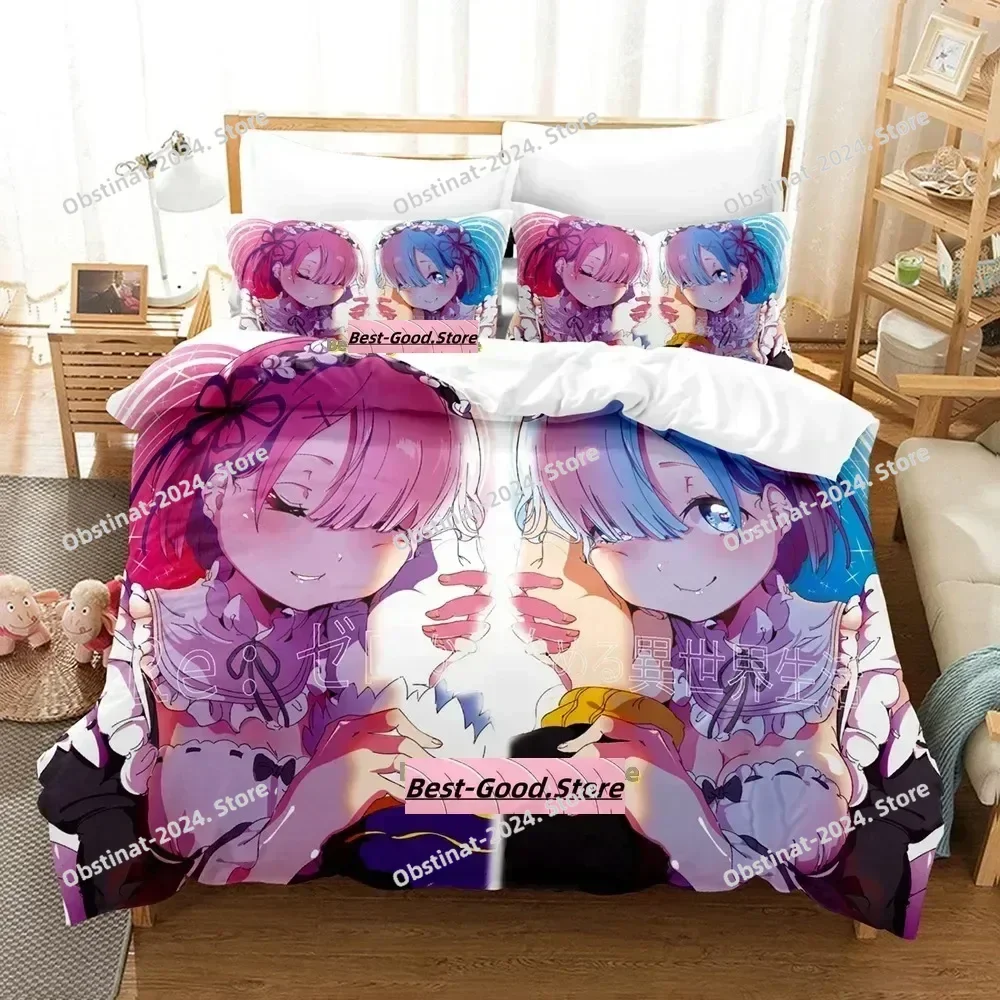 

2024 ReZERO -Starting Life in Another World Bedding Set Print With Pillowcase Bed Duvet Cover Soft Single Double Queen King Size
