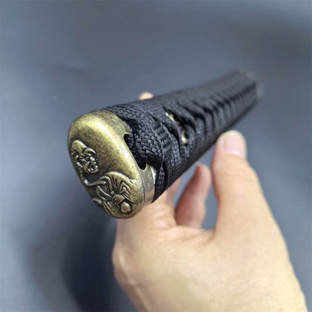 26cm Katana Tsuka Black Silk Ito White Imitated Rayskin Handle For Japanese Sword Wakizashi Fittings