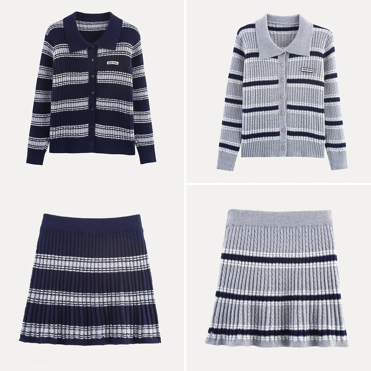 

Faionable Striped Set 2025 Autumn New Women's Sle Ele Sweet Daily Matched Sweater And Pants for Ladies