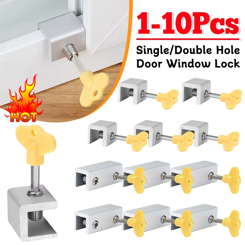 1-10Pcs Window Lock Security Lock Limit Sliding Door Windows Restrictor Child Safety Anti-theft Door Stopper Home Improvement