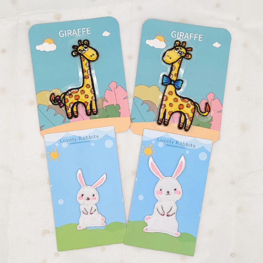 Giraffe Rabbit Embroideried Patches For Kids Clothes Self-adhesive Backpack Mo Phbileone Shoe Hat DIY Decoration Iron Patches