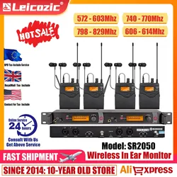 Leicozic Wireless In Ear Monitor System Twin Transmitter Ear Monitoring Wireless Stage Return SR2050 IEM 4Pcs Bodypack Receiver