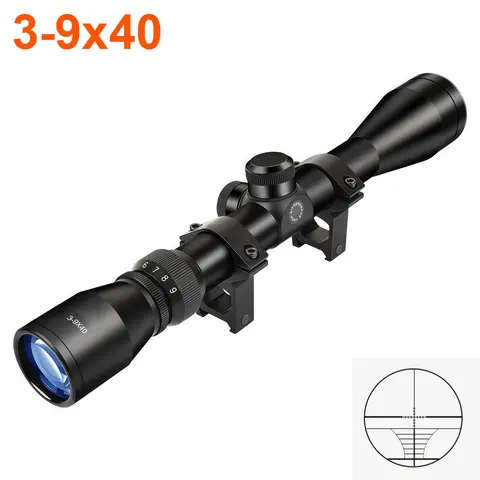 3-9x40 Hunting Riflescope Optical Sight for Airsoft Rifle Scope Tactical Hunting Gun Accessory Compatible with 11/20mm Rail