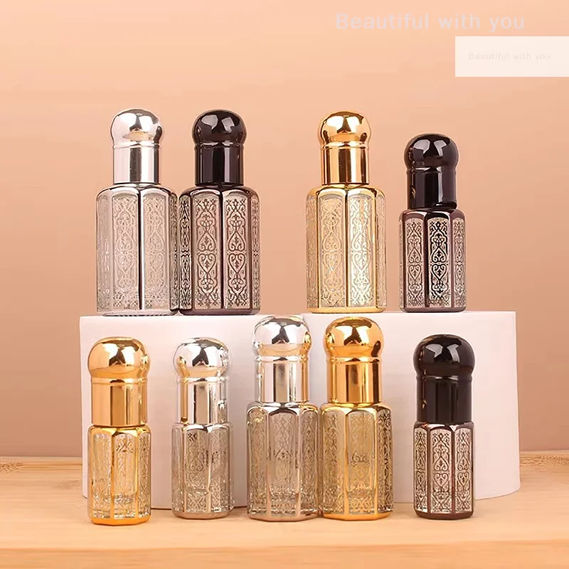 

3/6/12ml Essential Oil Roller Bottle Gold Dropper Perfume Bottles Travel Refillable Roll On Glass Luxury Empty Container