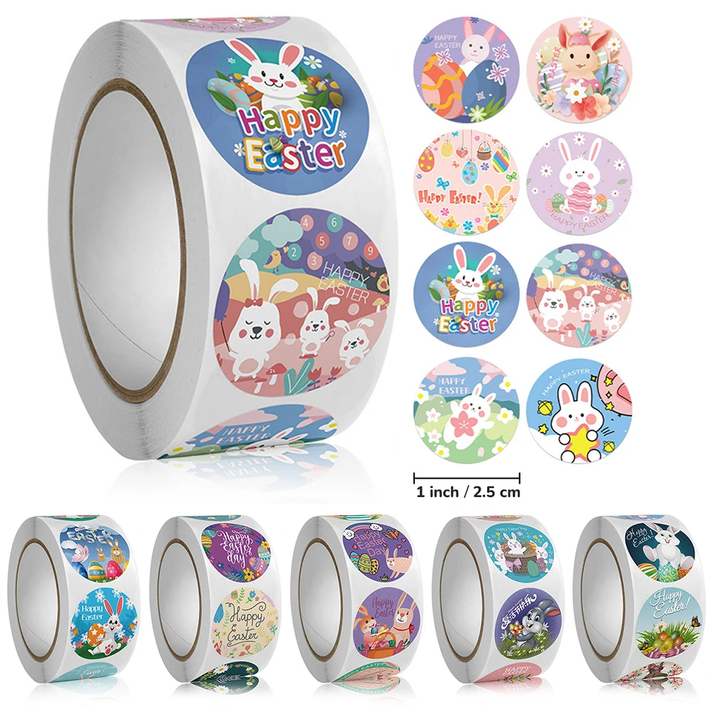 

500Pcs/Roll Cute Easter Bunny Egg Sticker Sealed Label Stickers DIY Decoration Supplies Stationery