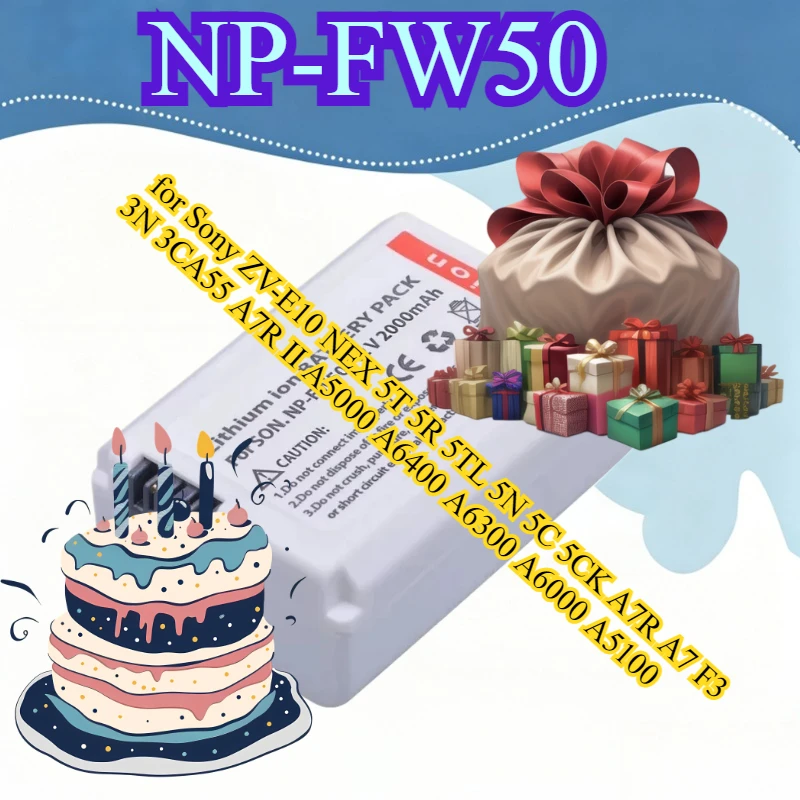 

NP-FW50 NPFW50 Battery for Sony ZV-E10 NEX 5T 5R 5TL 5N 5C 5CK A7R A7 F3 3N 3CA55 A7R II A5000 A6400 A6300 A6000 A5100