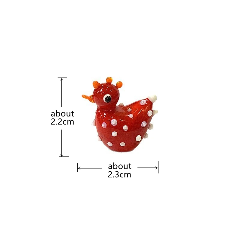 2PCS Handmade Cute Glass Chicken Figurines Home Desk Decor Fairy Garden Bonsai Ornaments Creative Holiday Easter New Year Gifts