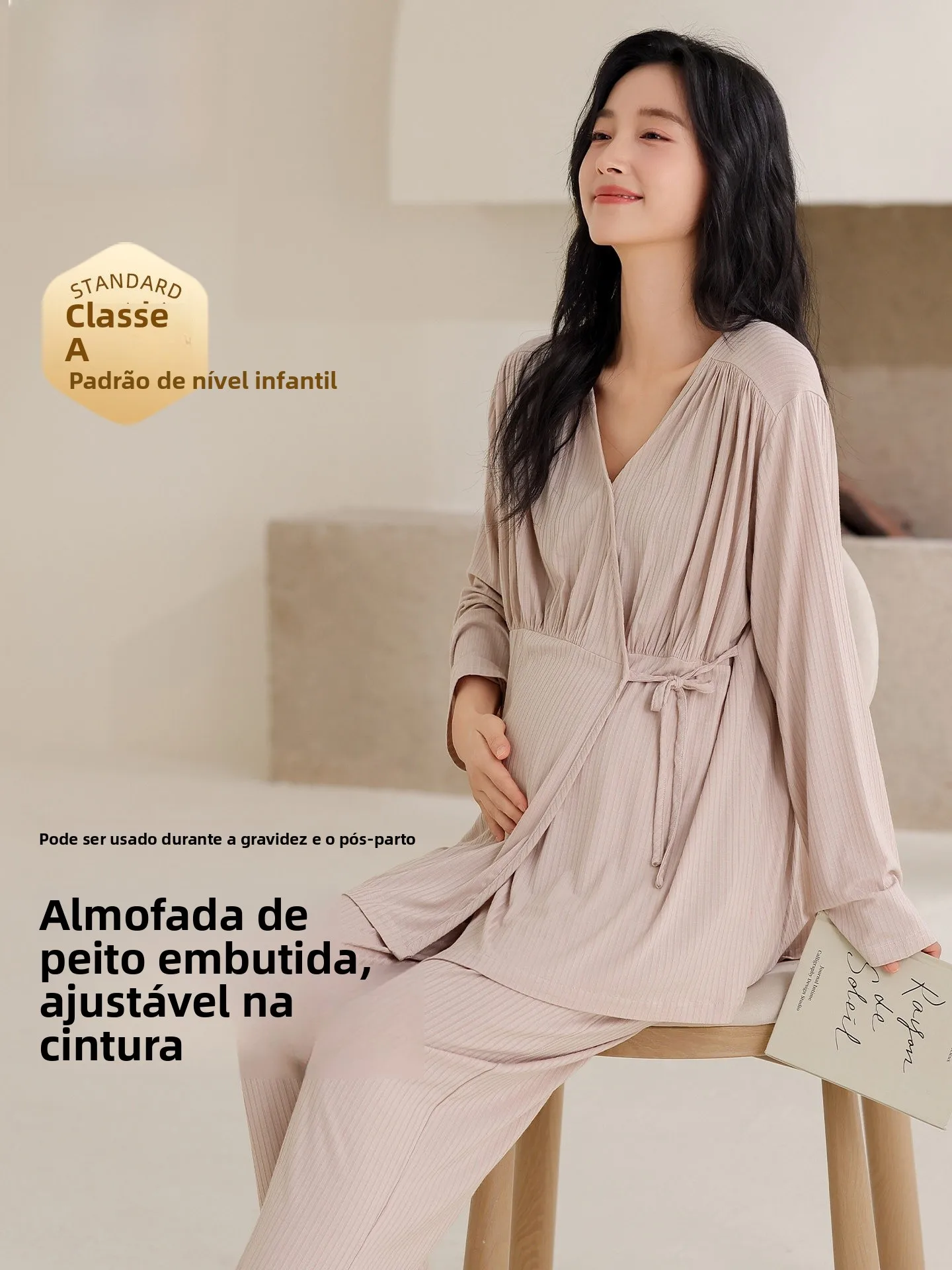 maternity-sleepwear-women's-moon-clothes-thin-long-sleeve-with-chest-pad-autumn-spring-home-clothes-long-pants-outwear