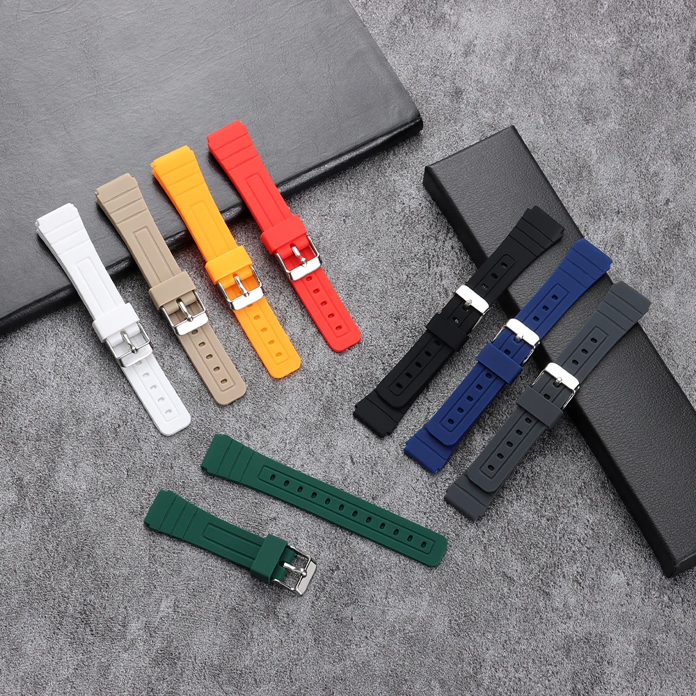 18mm Silicone Rubber Strap for Casio for F-91W F84 W800H SGW400 F105/108 A158/159/168AE1200/1300 Watch Band Men Women Bracelet view 3