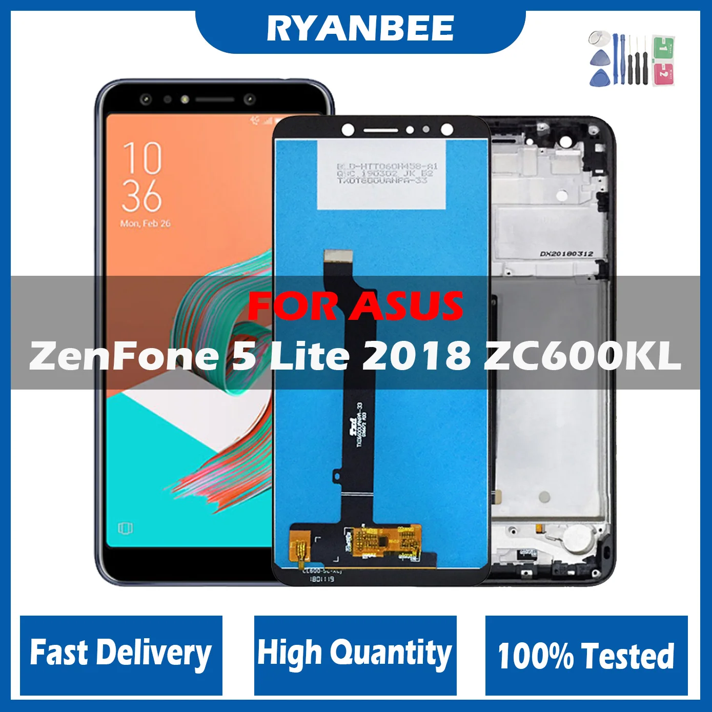 

6.0" X017D LCD For Asus Zenfone 5 Lite 5Q ZC600KL X017DA LCD Display With Frame Touch Screen Digitizer Assembly Replacement