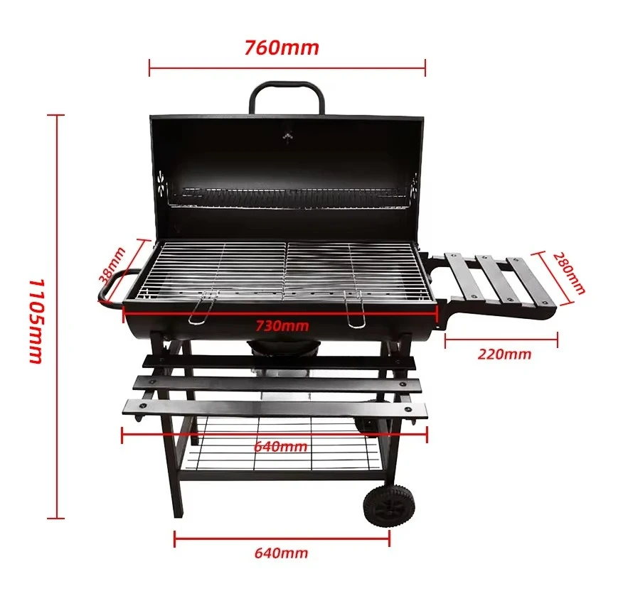 Factory Best-SellerHot Selling Modern Heavy Iron Outdoor Charcoal Barbecue Grill Backyard Garden Barrel Barrow Barbecue Grill