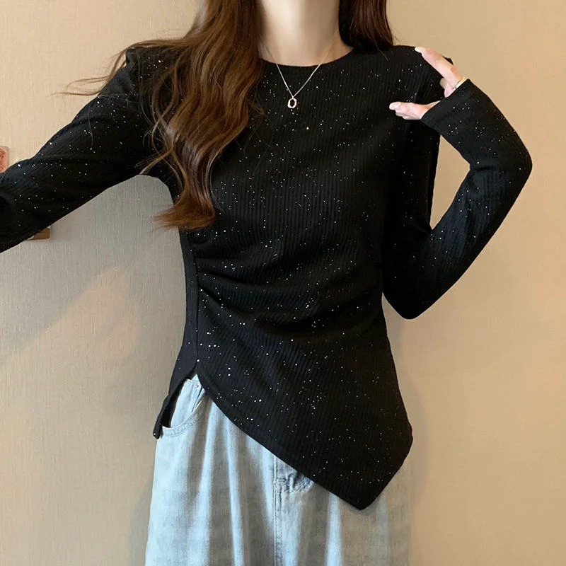 

Women's Long-sleeved T-shirt Irregular Bottoming Shirt Top