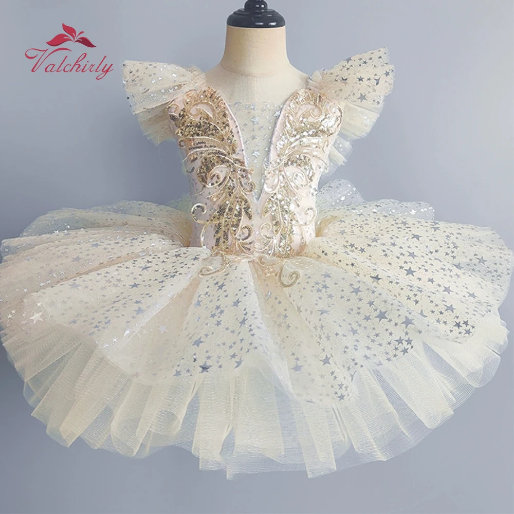 Robe Tutu de Ballet à paillettes dorées pour filles, tenue de danse papillon pour enfants, nouvelle collection